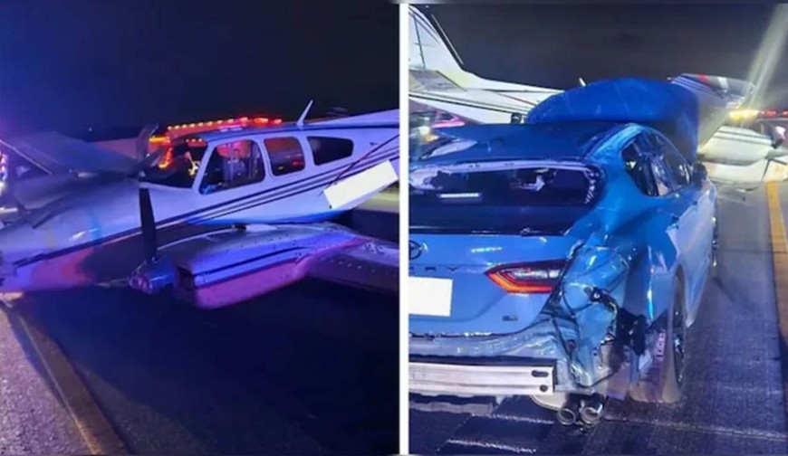 মাঝ আকাশ থেকে মহাসড়কে আছড়ে পড়লো বিমান