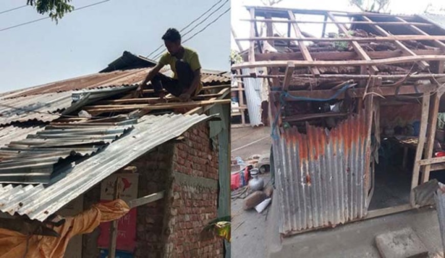 আকস্মিক ঘূর্ণিঝড়ে বরগুনাসহ চার জেলায় শত শত ঘরবাড়ি বিধ্বস্ত