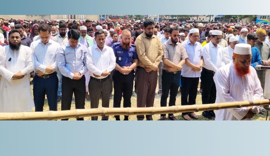 ক্রেন দুর্ঘটনায় নিহত শ্রমিক শাহাজানের জানাজা সম্পন্ন