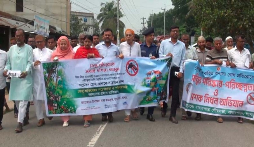 যশোর বাঘারপাড়ায় ডেঙ্গু প্রতিরোধে পরিচ্ছন্নতা ও সচেতনতা