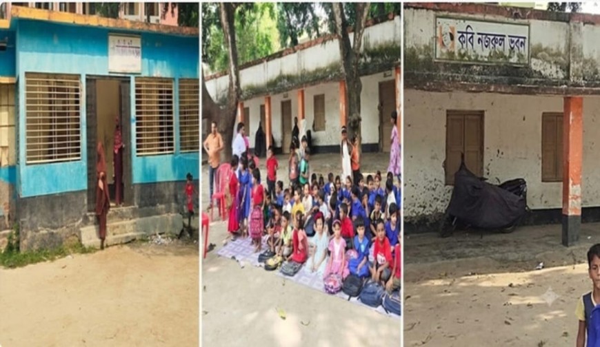 -প্রাথমিক-বিদ্যালয়ে--শিক্ষার্থীদের-জীবনের-ঝুঁকি-নিয়ে--বারান্দায়-ক্লাস
